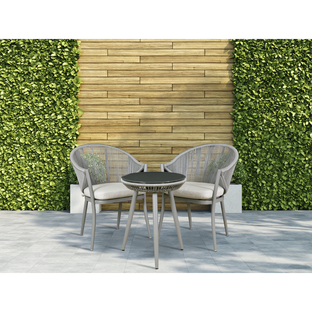 Dellonda Echo 3-Piece Aluminium Balcony Set with Tempered Glass, Grey (DG58)
