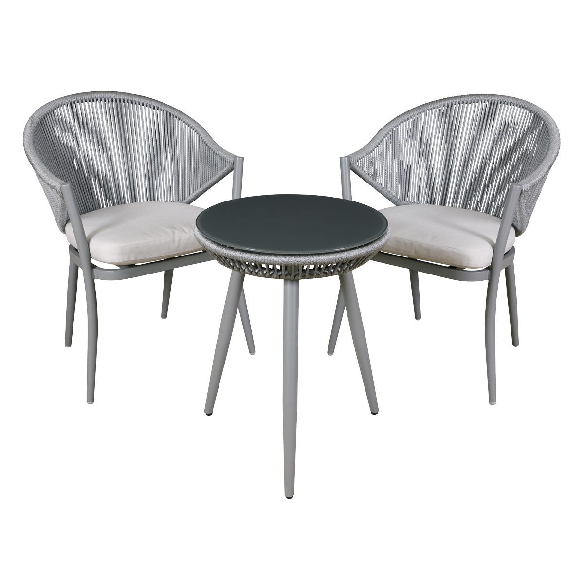 Dellonda Echo 3-Piece Aluminium Balcony Set with Tempered Glass, Grey (DG58)