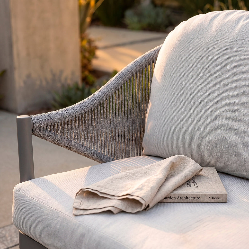 Echo 4-Piece Aluminium Outdoor Sofa & Coffee Table Set, Grey (DG59)