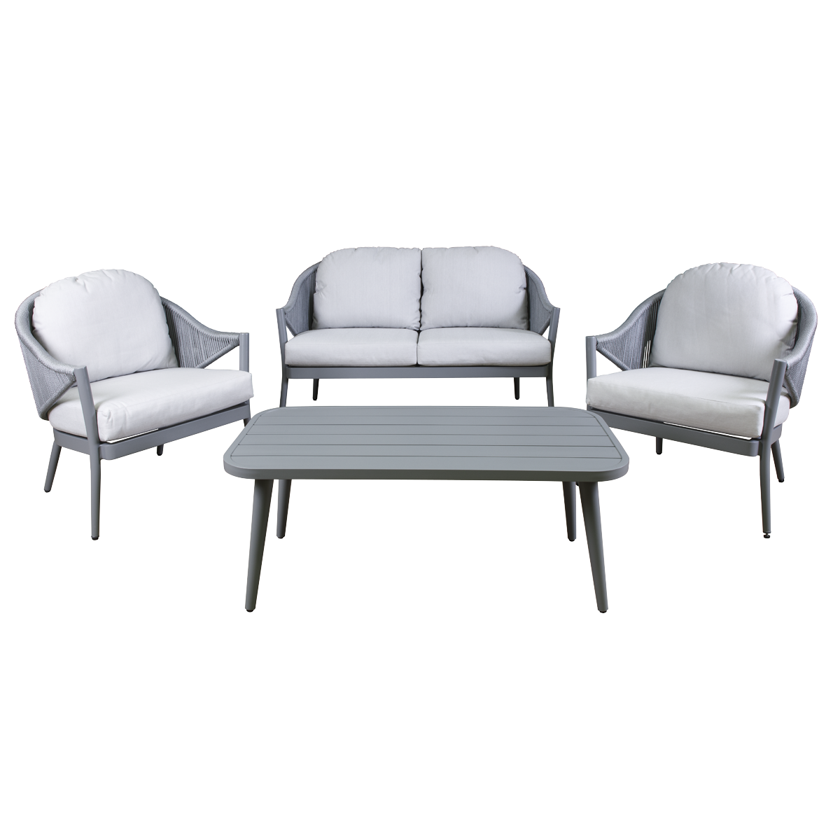 Dellonda Echo Aluminium Outdoor Sofa, Chair & Coffee Table Set 4pc