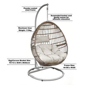 Dellonda Single Swinging Egg Chair with Cushion