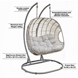 Dellonda Double Swinging Egg Chair with Cushion
