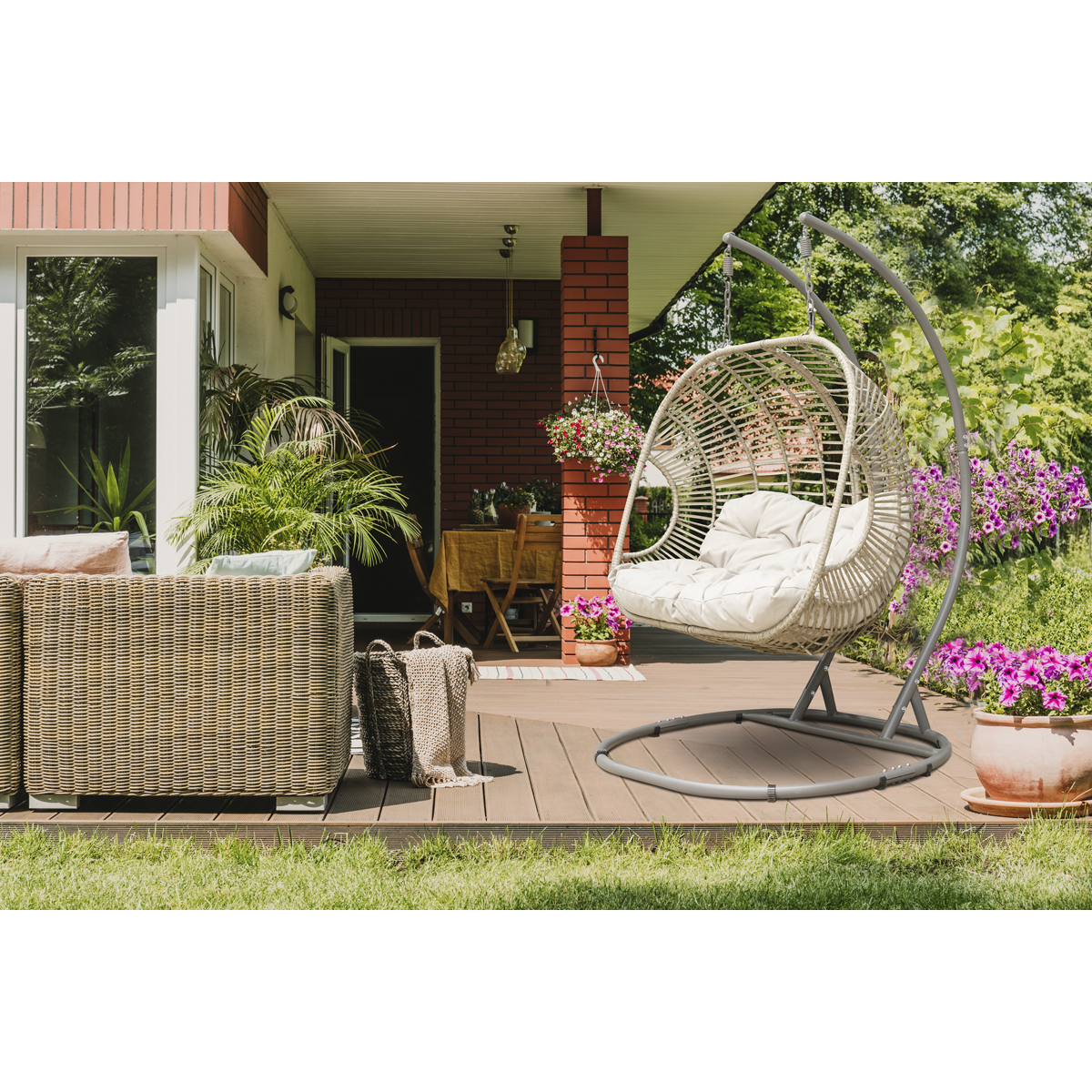 Dellonda Double Swinging Egg Chair with Cushion