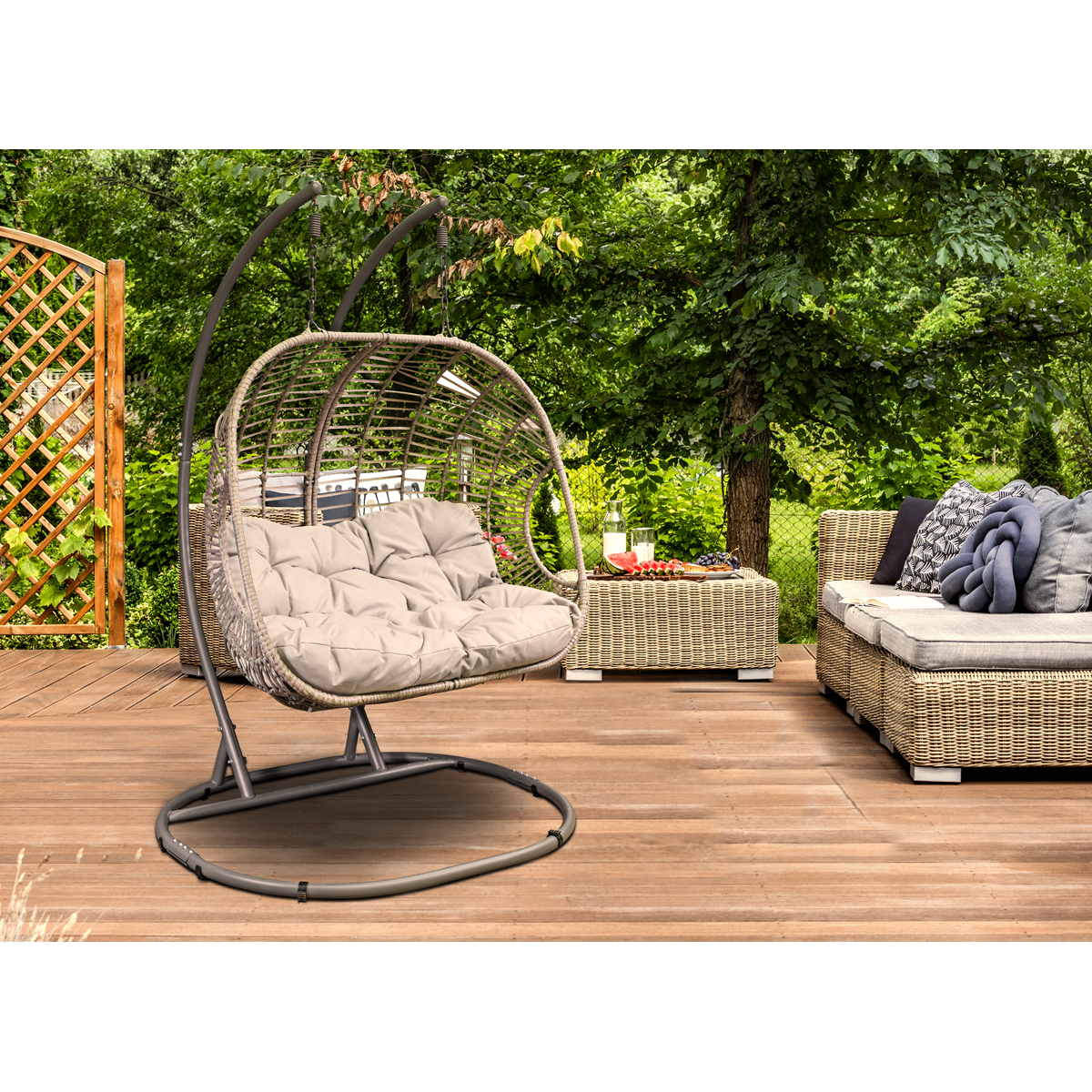Dellonda Double Swinging Egg Chair with Cushion