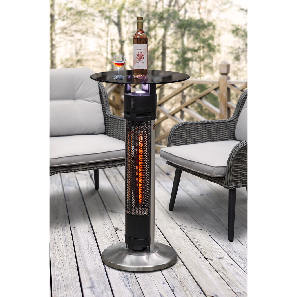 Dellonda Bistro Table with Heater 95cm, 1600W, Black/Stainless (DG63)