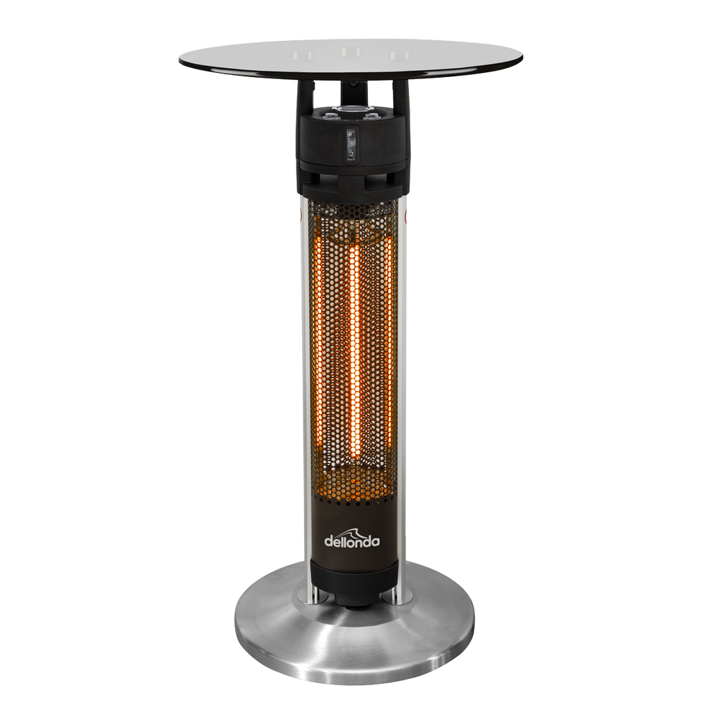 Dellonda Bistro Table with Heater 95cm, 1600W, Black/Stainless (DG63)