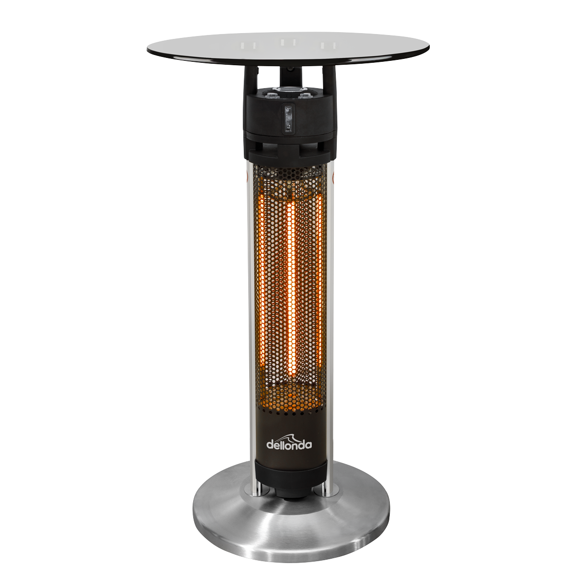 Dellonda Bistro Table with Heater 95cm, 1600W, Black/Stainless (DG63)