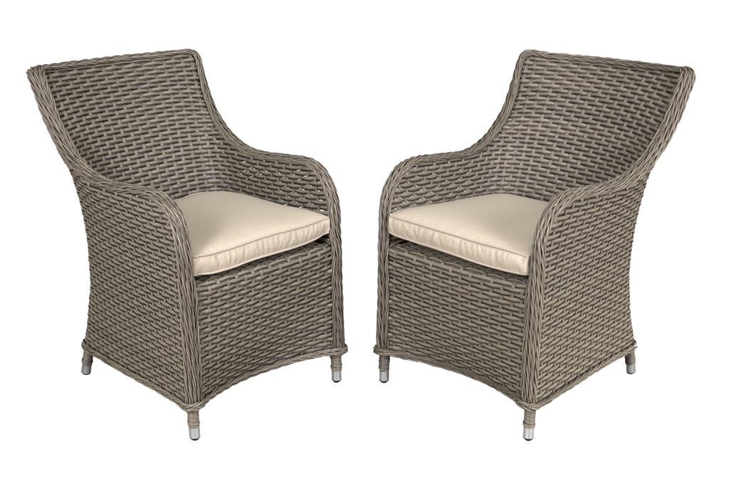 Dellonda Chester Rattan Outdoor Dining Chairs, Set of 2, Brown (DG64)