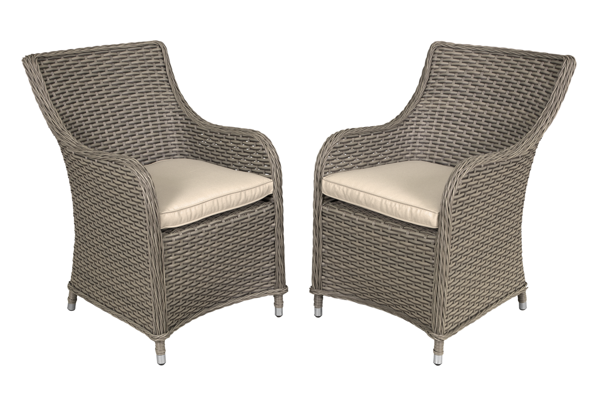 Dellonda Chester Rattan Outdoor Dining Chairs, Set of 2, Brown (DG64)