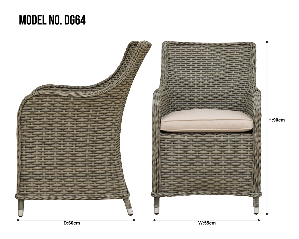 Dellonda Chester Rattan Outdoor Dining Chairs, Set of 2, Brown (DG64)