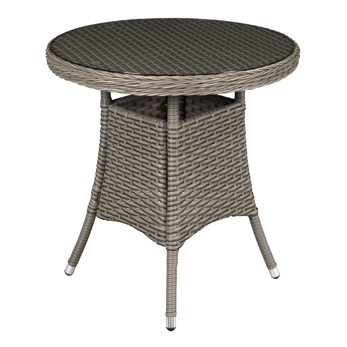 Dellonda Chester Rattan Outdoor Bistro Table with Tempered Glass 70cm, Brown (DG65)