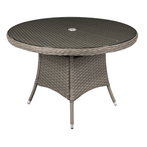 Dellonda Chester Rattan Wicker Round Outdoor Dining Table with Tempered Glass Top