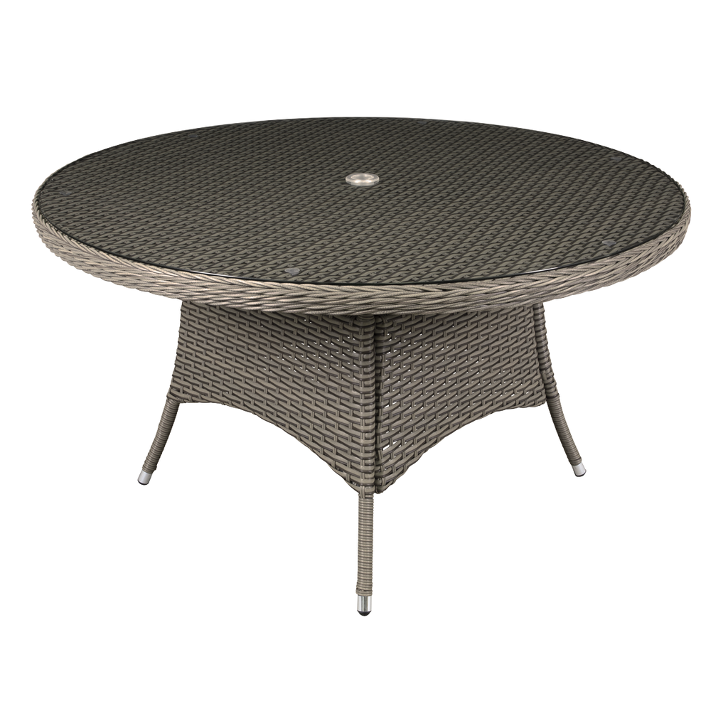 Dellonda Chester Rattan Outdoor Dining Table with Tempered Glass 135cm, Brown (DG67)
