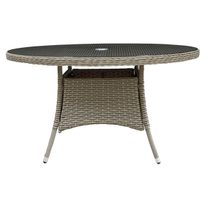 Dellonda Chester Rattan Wicker Round Outdoor Dining Table with Tempered Glass Top