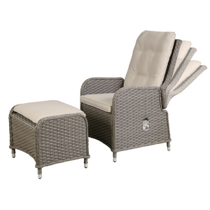 Dellonda Chester Rattan Wicker Outdoor Recliner Loungers & Table Set 5pc