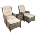 Dellonda Chester Rattan Outdoor Recliner Loungers & Table Set, Brown (DG68)