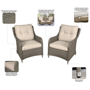 Dellonda Chester Rattan Wicker Outdoor Armchairs 2pc