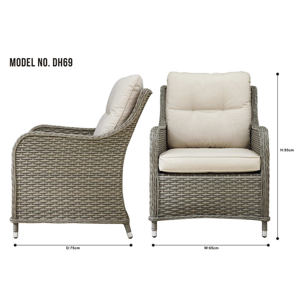 Dellonda Chester Rattan Wicker Outdoor Armchairs 2pc