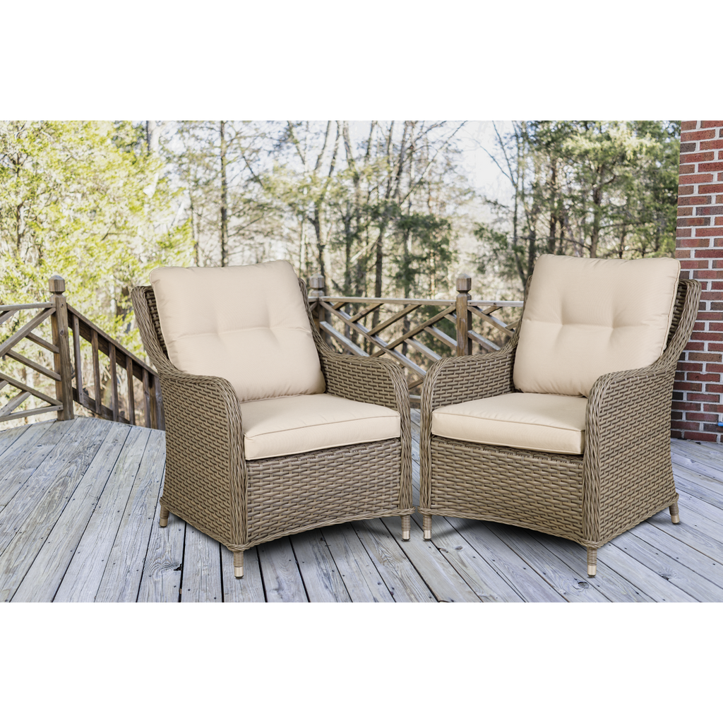 Dellonda Chester Rattan Wicker Outdoor Armchairs 2pc