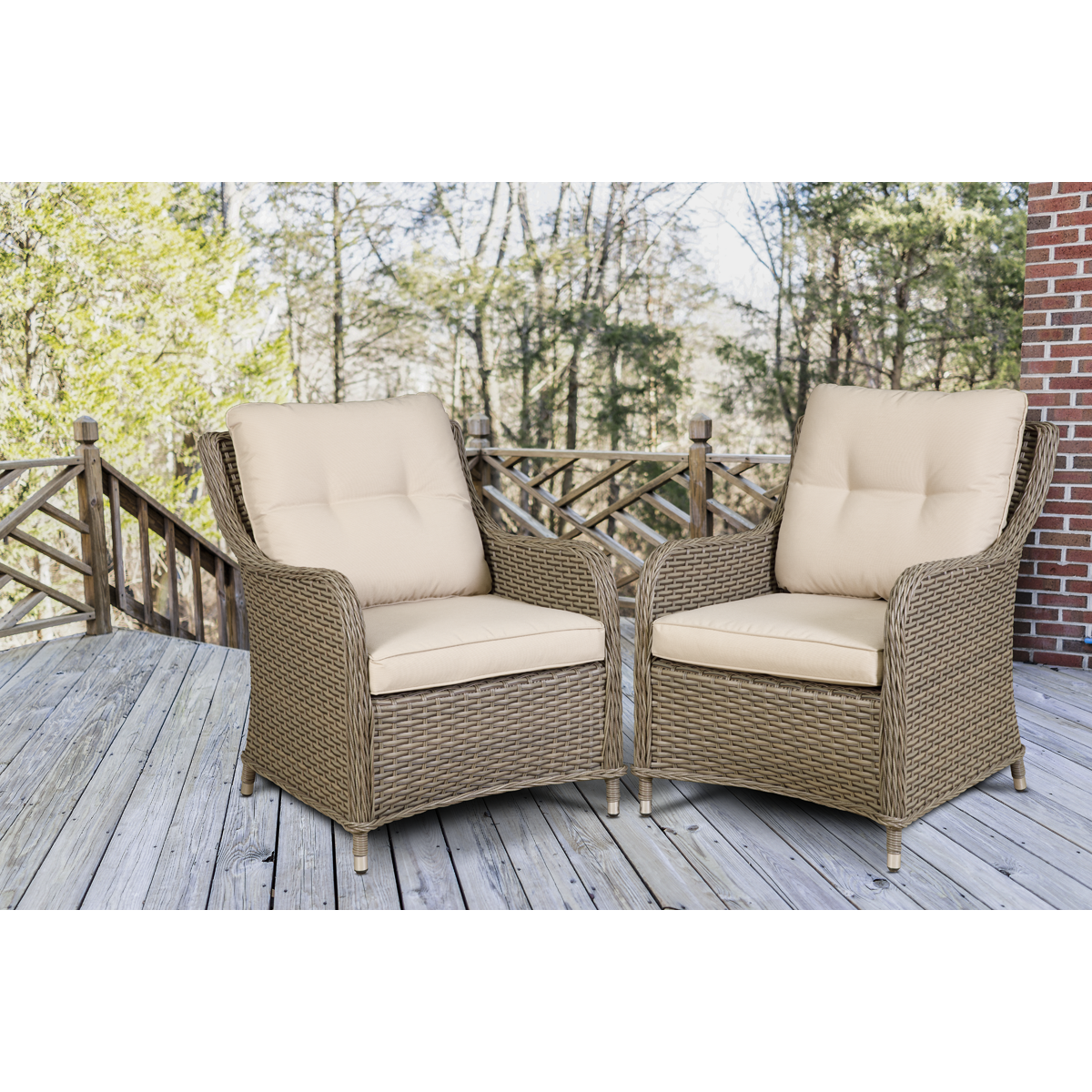 Dellonda Chester Rattan Wicker Outdoor Armchairs 2pc