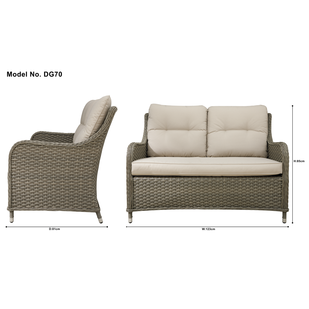 Dellonda Chester Rattan Wicker Outdoor 2-Seater Sofa