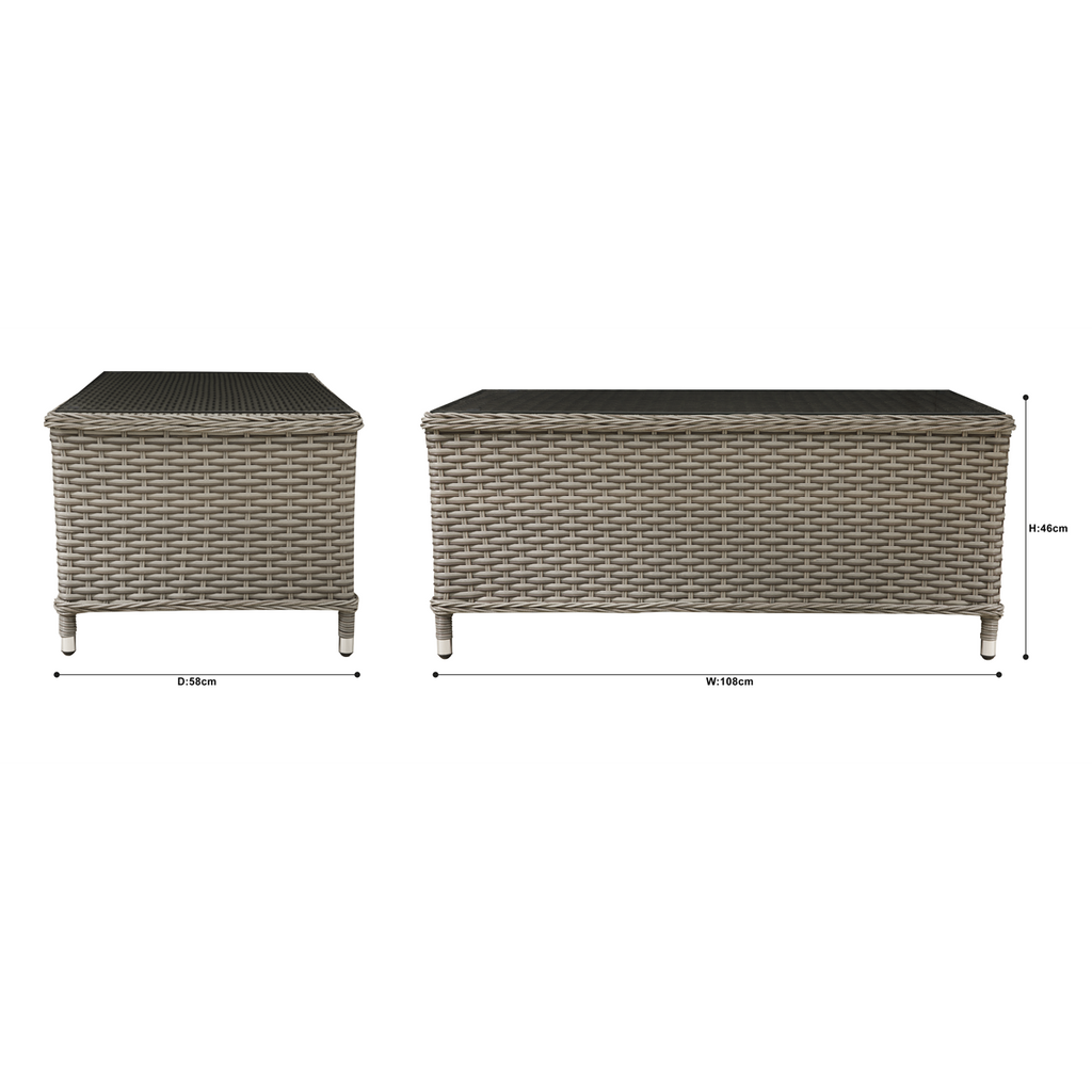 Chester 4-Piece Rattan Outdoor Sofa & Coffee Table Set, Brown (DG87)