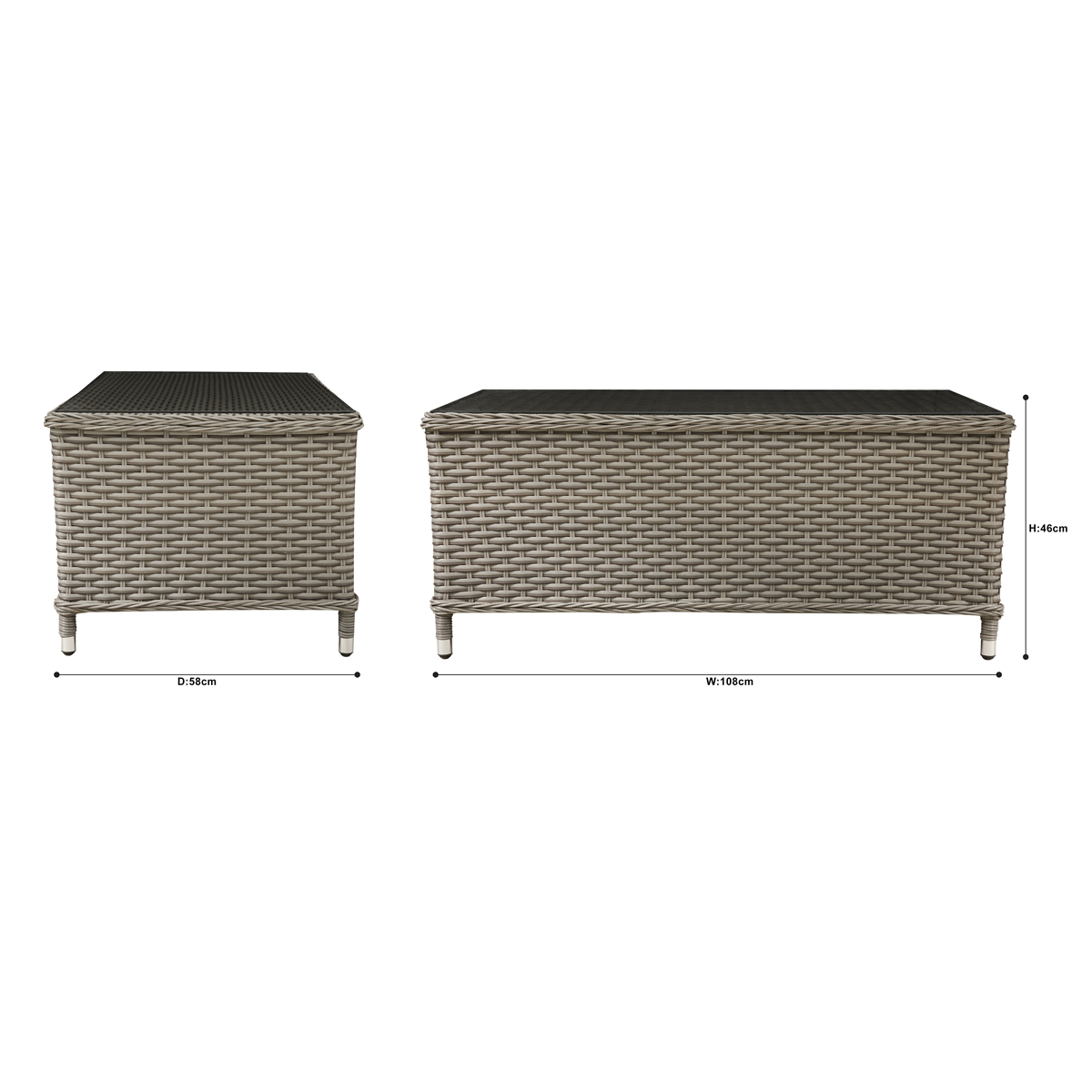 Chester 4-Piece Rattan Outdoor Sofa & Coffee Table Set, Brown (DG87)