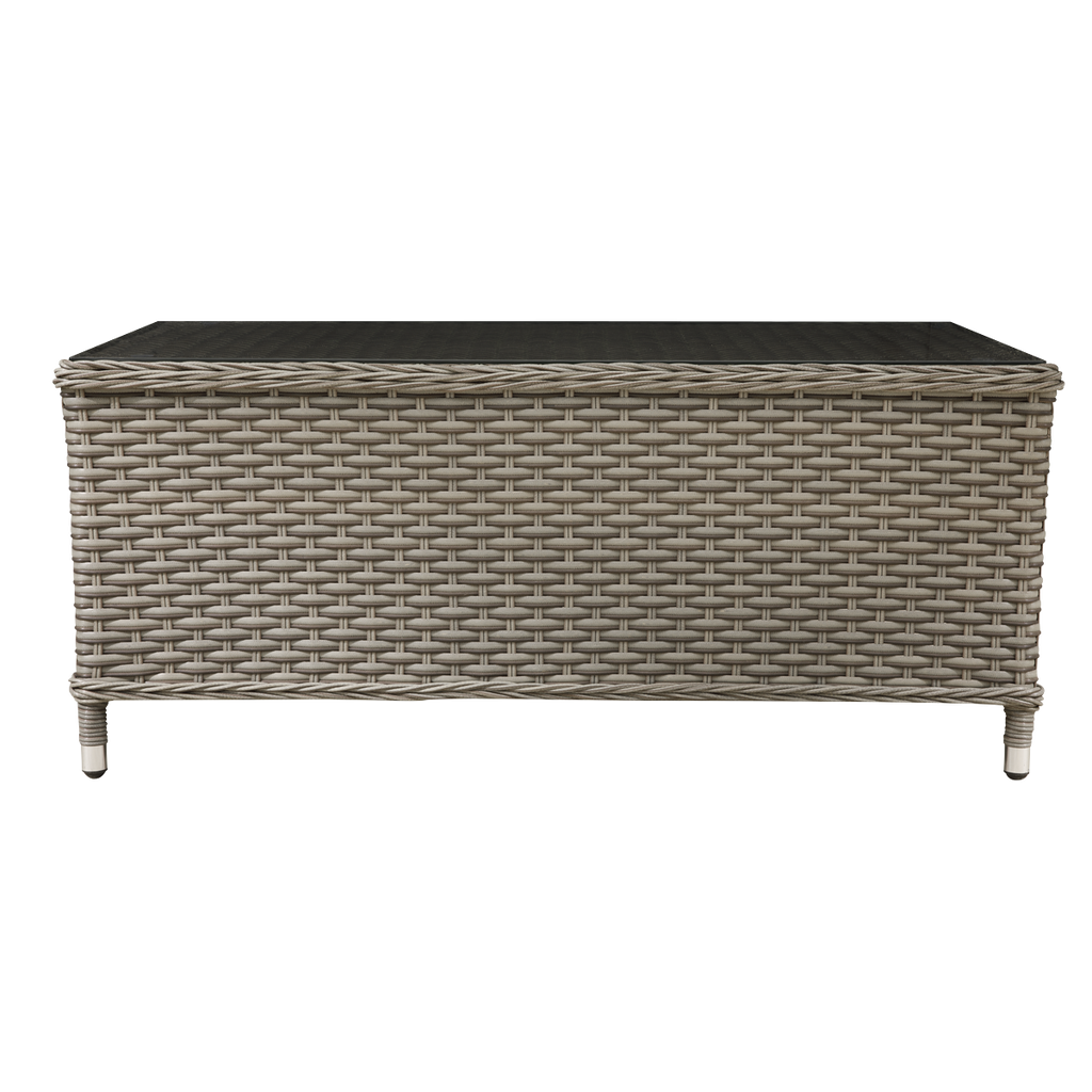 Dellonda Chester Rattan Outdoor Coffee Table with Tempered Glass, Brown (DG71)