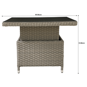 Dellonda Chester Rattan Wicker Adjustable-Height Outdoor Dining Table
