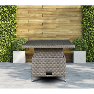 Dellonda Chester Rattan Wicker Adjustable-Height Outdoor Dining Table