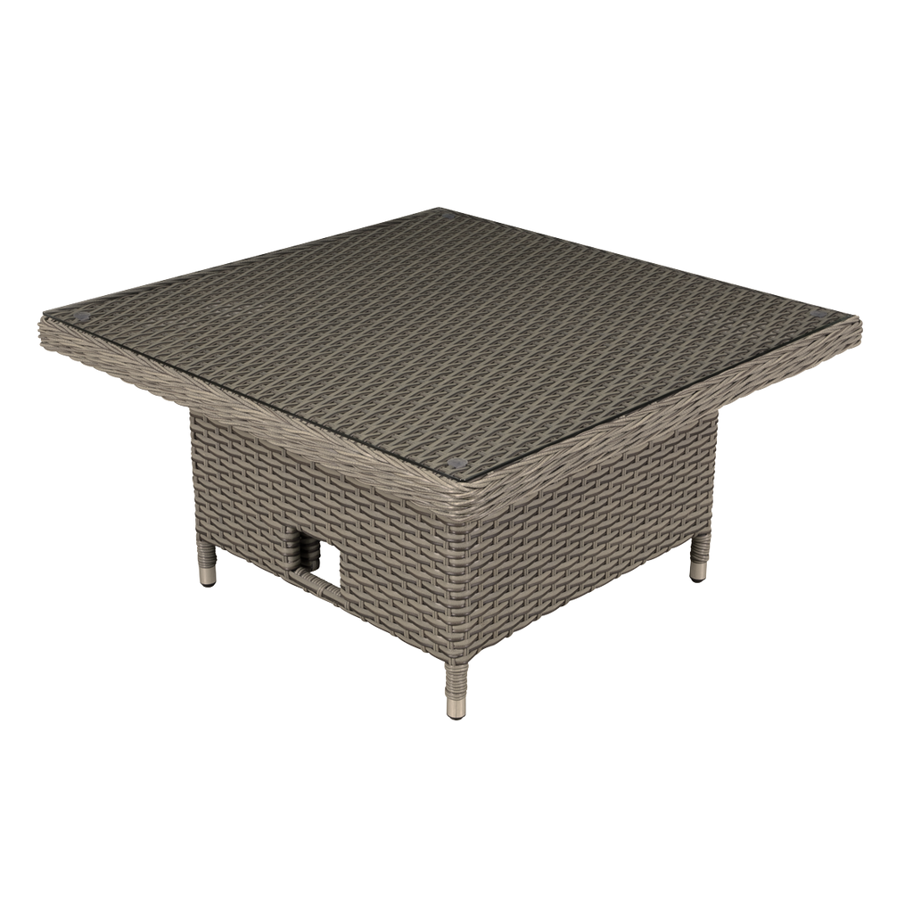 Dellonda Chester Rattan Adjustable Outdoor Dining Table with Tempered Glass, Brown (DG73)