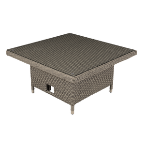 Dellonda Chester Rattan Wicker Adjustable-Height Outdoor Dining Table