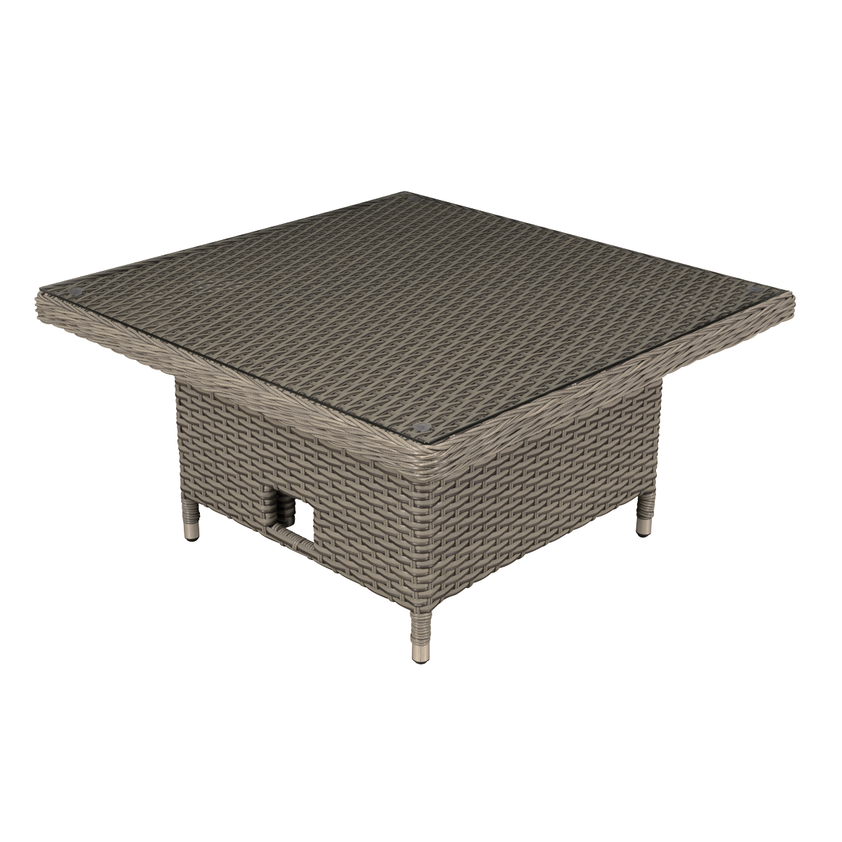 Dellonda Chester Rattan Adjustable Outdoor Dining Table with Tempered Glass, Brown (DG73)