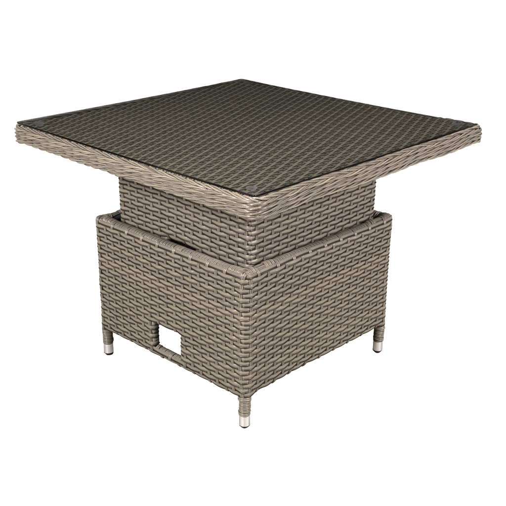 Dellonda Chester Rattan Adjustable Outdoor Dining Table with Tempered Glass, Brown (DG73)