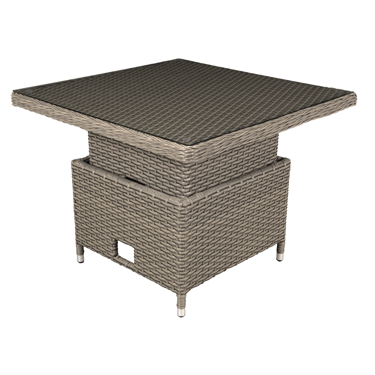 Dellonda Chester Rattan Adjustable Outdoor Dining Table with Tempered Glass, Brown (DG73)