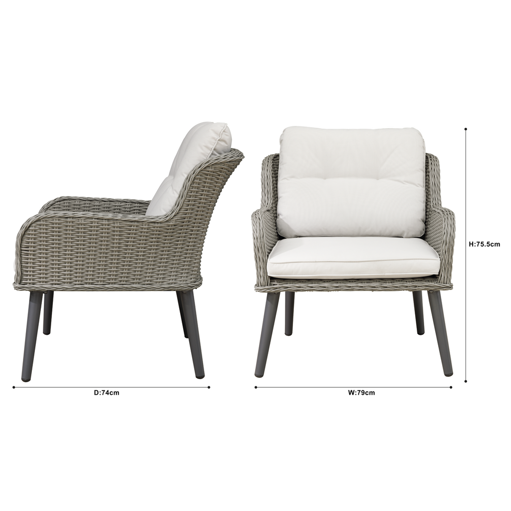 Dellonda Buxton Rattan Outdoor Lounge Chairs, Set of 2, Grey (DG79)