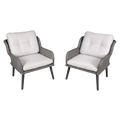 Dellonda Buxton Rattan Outdoor Lounge Chairs, Set of 2, Grey (DG79)