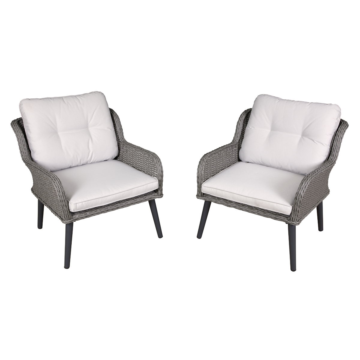 Dellonda Buxton Rattan Outdoor Lounge Chairs, Set of 2, Grey (DG79)
