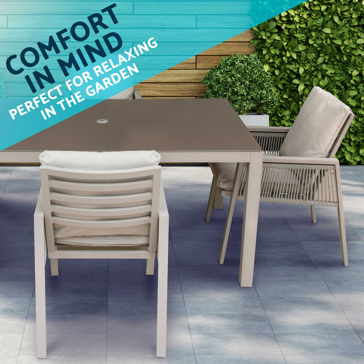 Dellonda Fusion 5-Piece Aluminium Outdoor Dining Set with Tempered Glass, Grey (DG275)