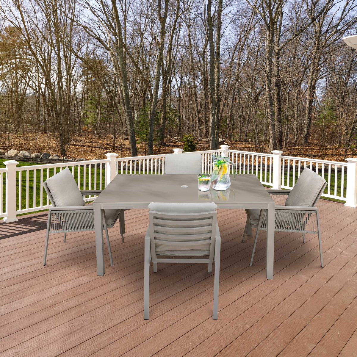 Dellonda Fusion 5-Piece Aluminium Outdoor Dining Set with Tempered Glass, Grey (DG275)