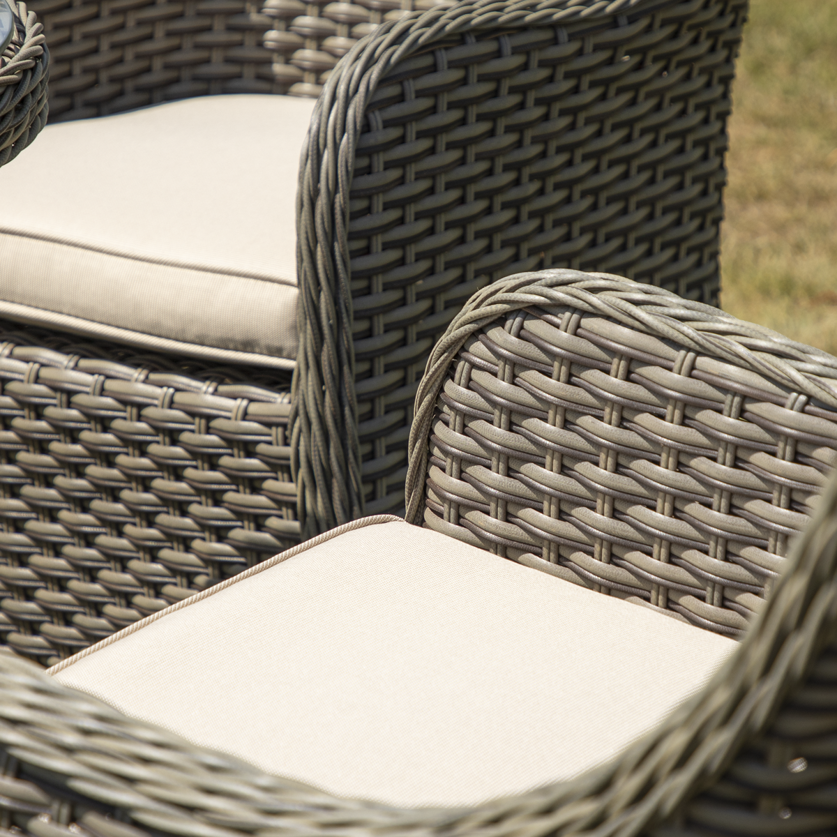 Dellonda Chester Rattan Wicker Outdoor Dining Set with Tempered Glass Tabletop 3pc