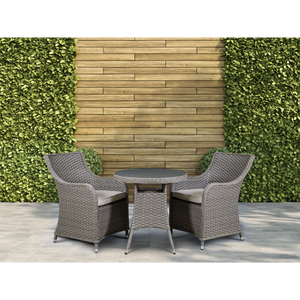 Dellonda Chester Rattan Wicker Outdoor Dining Set with Tempered Glass Tabletop 3pc