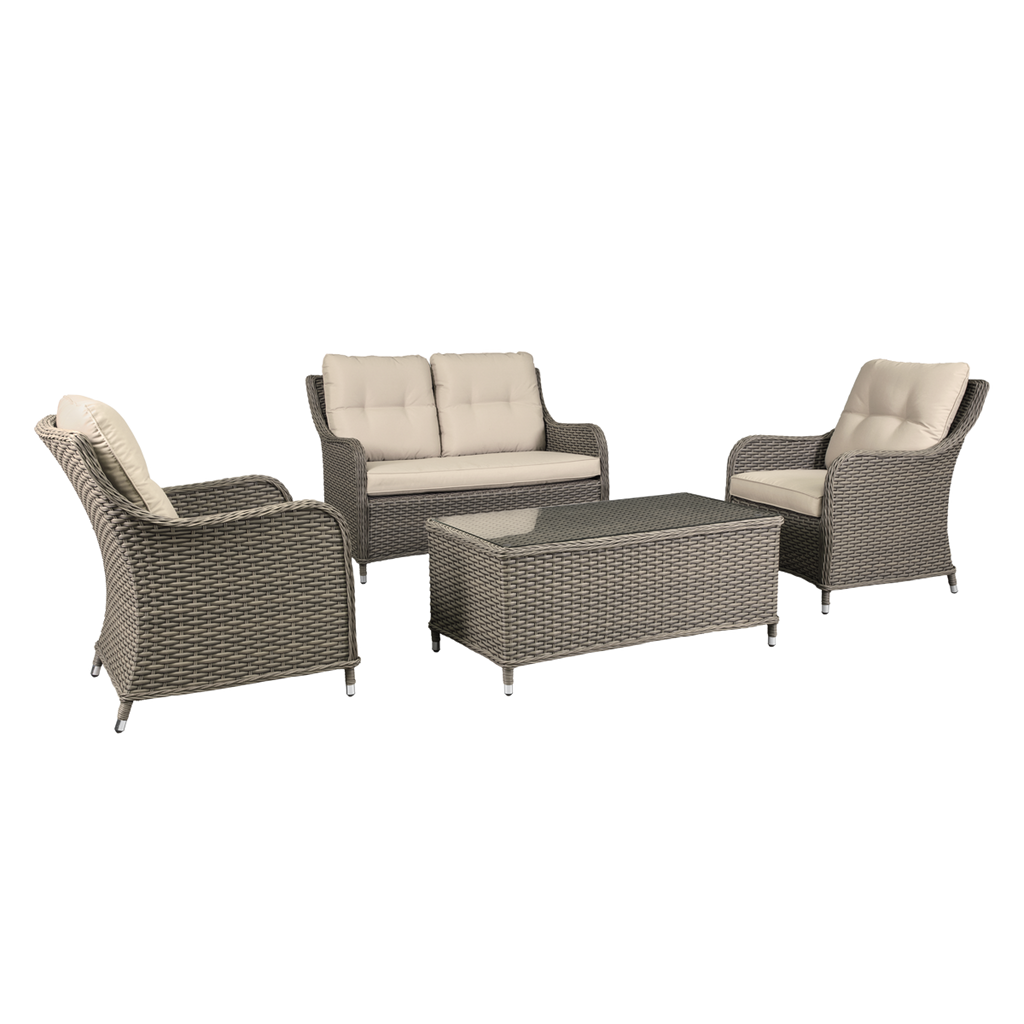 Dellonda Chester Rattan Wicker Outdoor Lounge Set 4pc