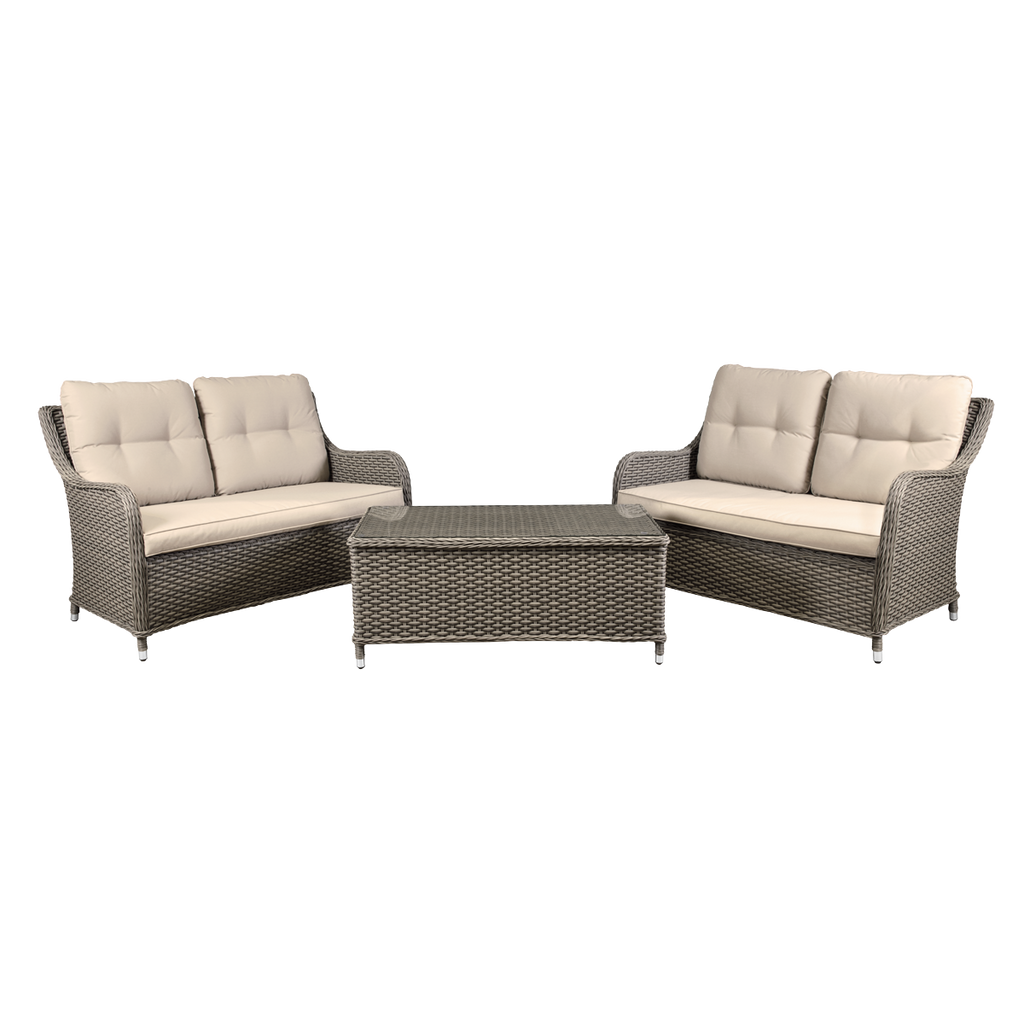 Dellonda Chester Rattan Wicker Outdoor Lounge Set 3pc