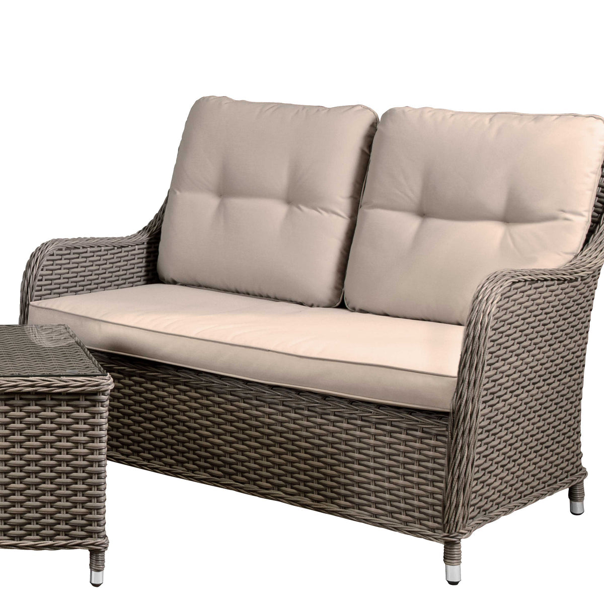Chester 3-Piece Rattan Outdoor Sofa & Coffee Table Set, Brown (DG88)