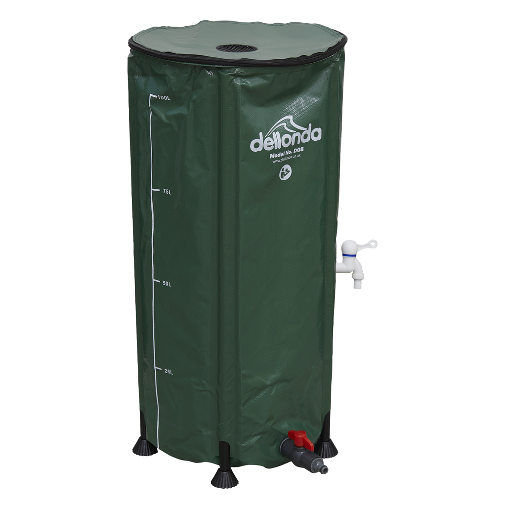 Dellonda Collapsible PVC Garden Water Butt with Lid & Drain Tap, 100L (DG8)