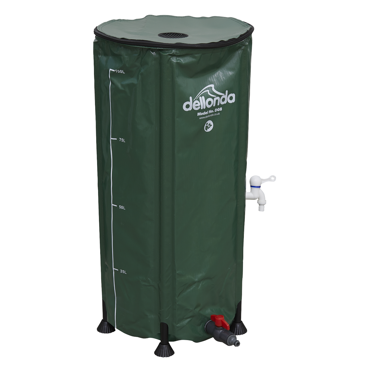 Dellonda Collapsible PVC Garden Water Butt with Lid & Drain Tap, 100L (DG8)