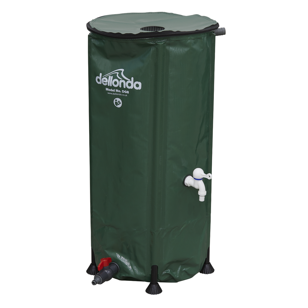 Dellonda Collapsible PVC Garden Water Butt with Lid & Drain Tap, 100L (DG8)