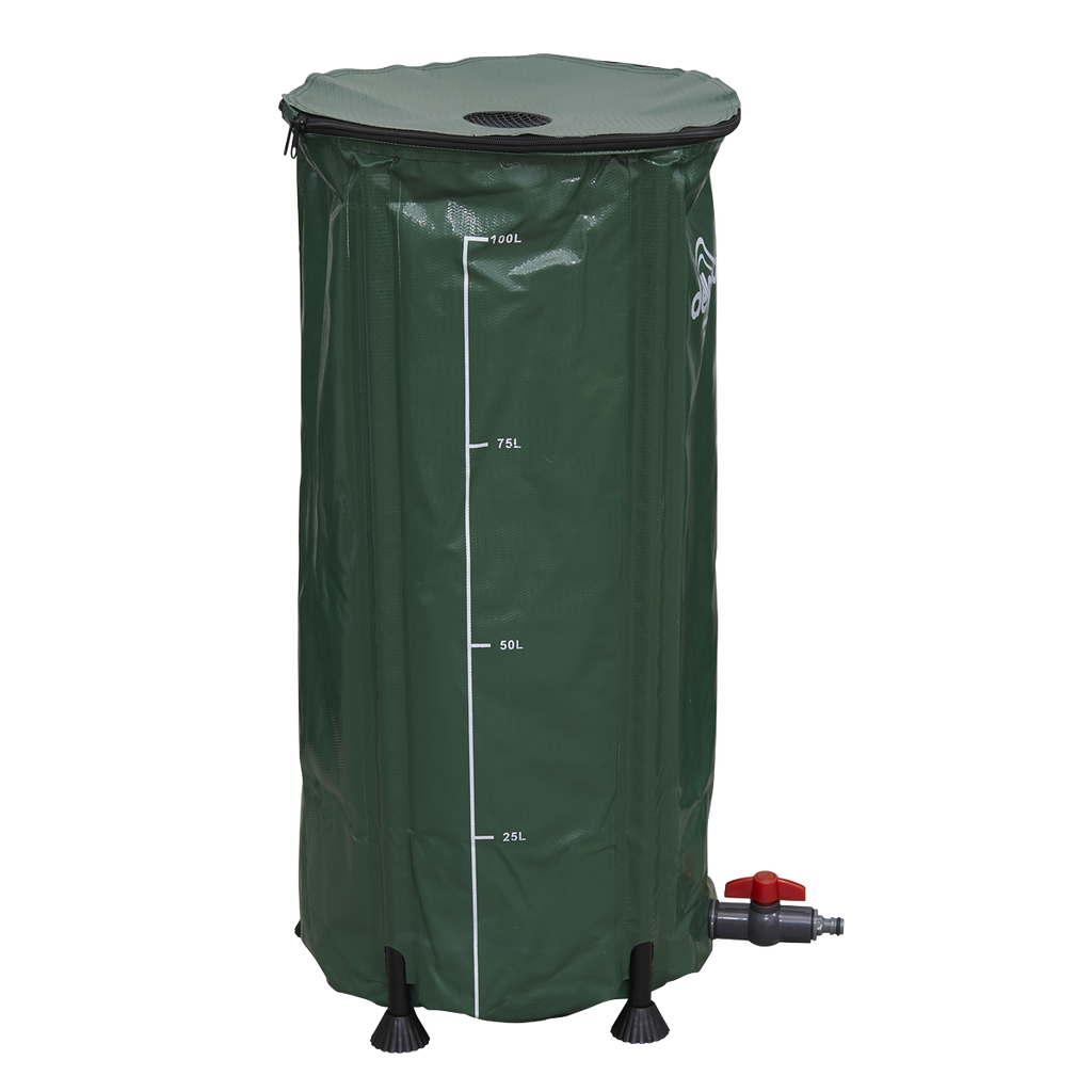 Dellonda Collapsible PVC Garden Water Butt with Lid & Drain Tap, 100L (DG8)