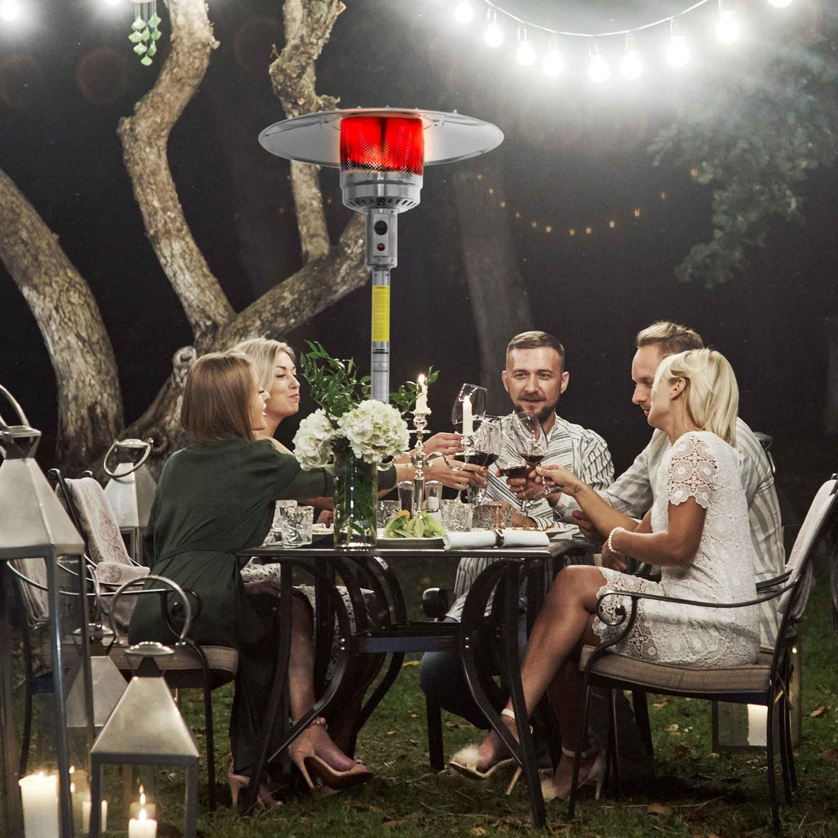 Dellonda Freestanding Gas Patio Heater with Cover 13kW, Stainless Steel (DG221)